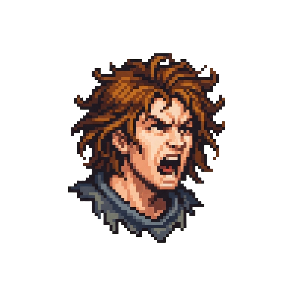 A Screaming Duplicate Head with Wild Tangled Hair