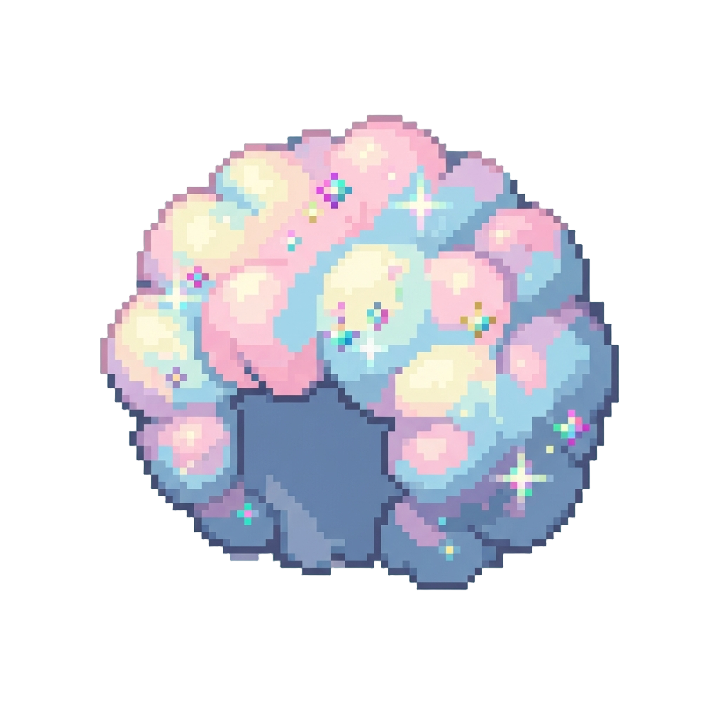 A Massive Pastel-colored Cloud Afro with Sparkling Disco Reflections