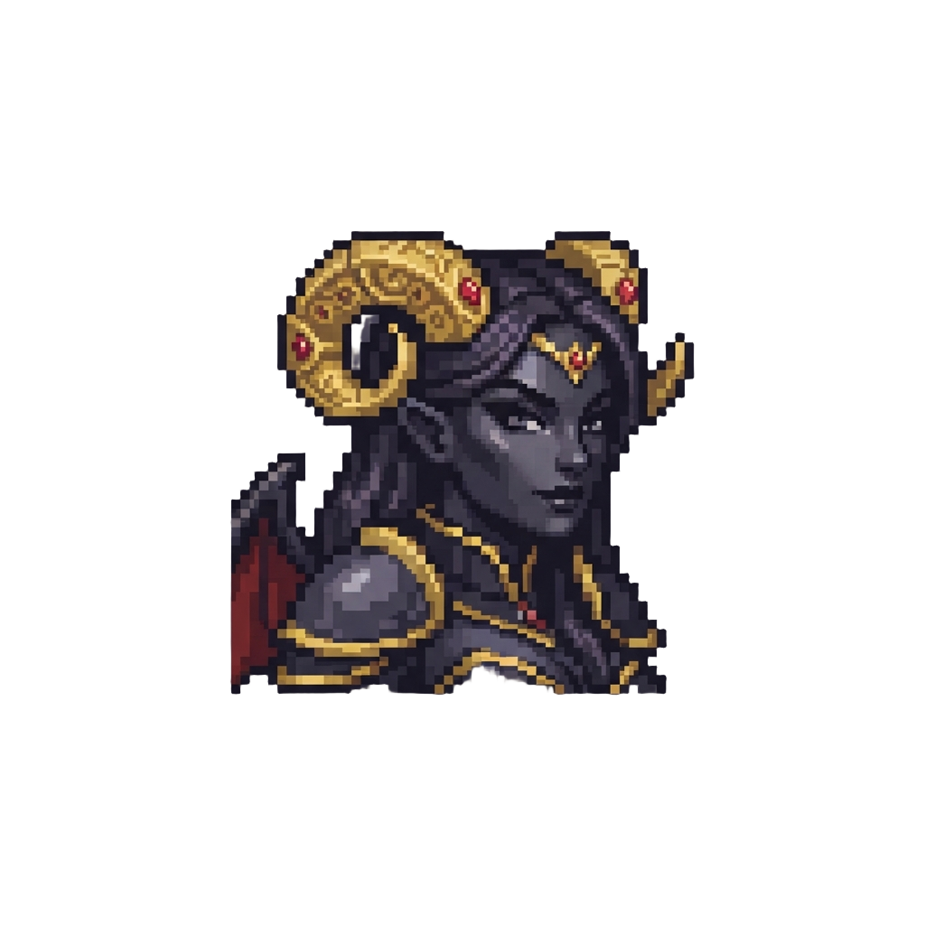 A Royal Obsidian Succubus with Golden Filigree Horns