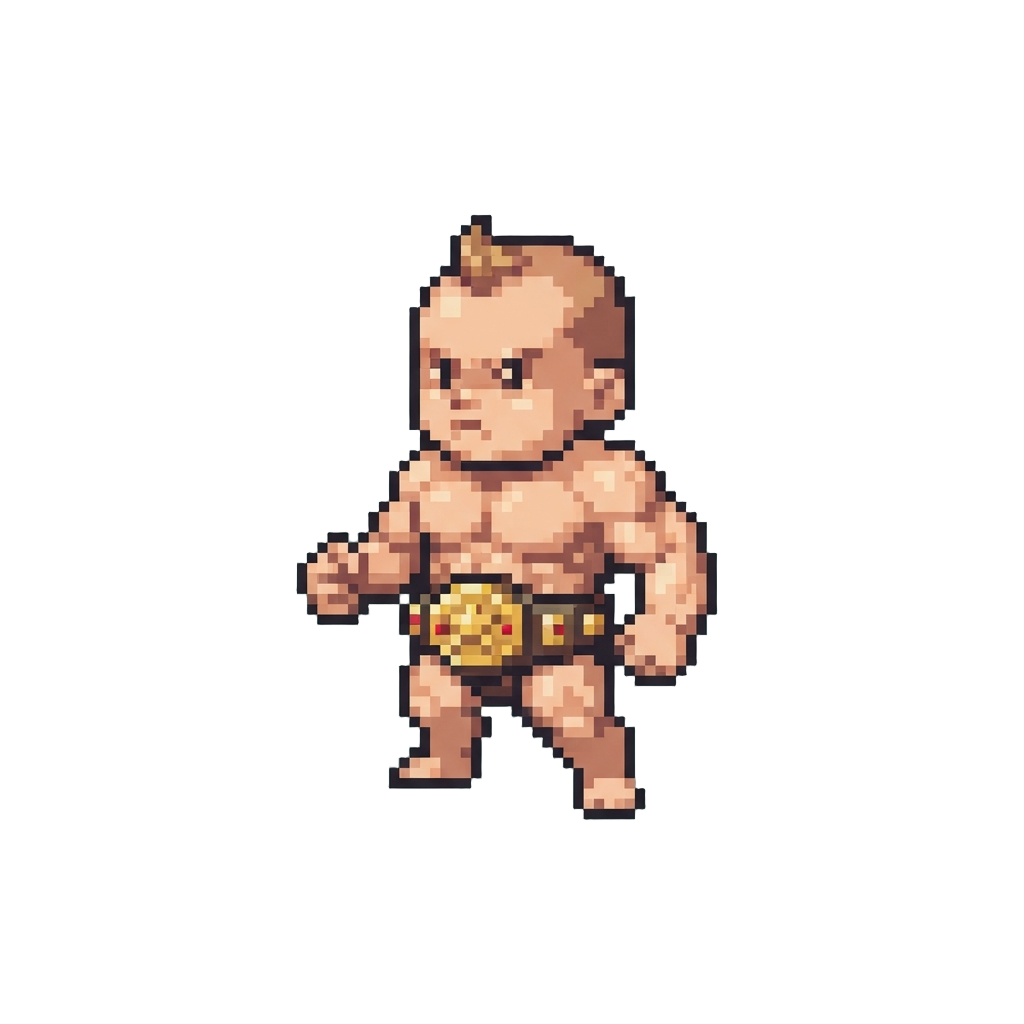 A Tiny Ripped Baby Wearing a Tiny Championship Wrestling Belt