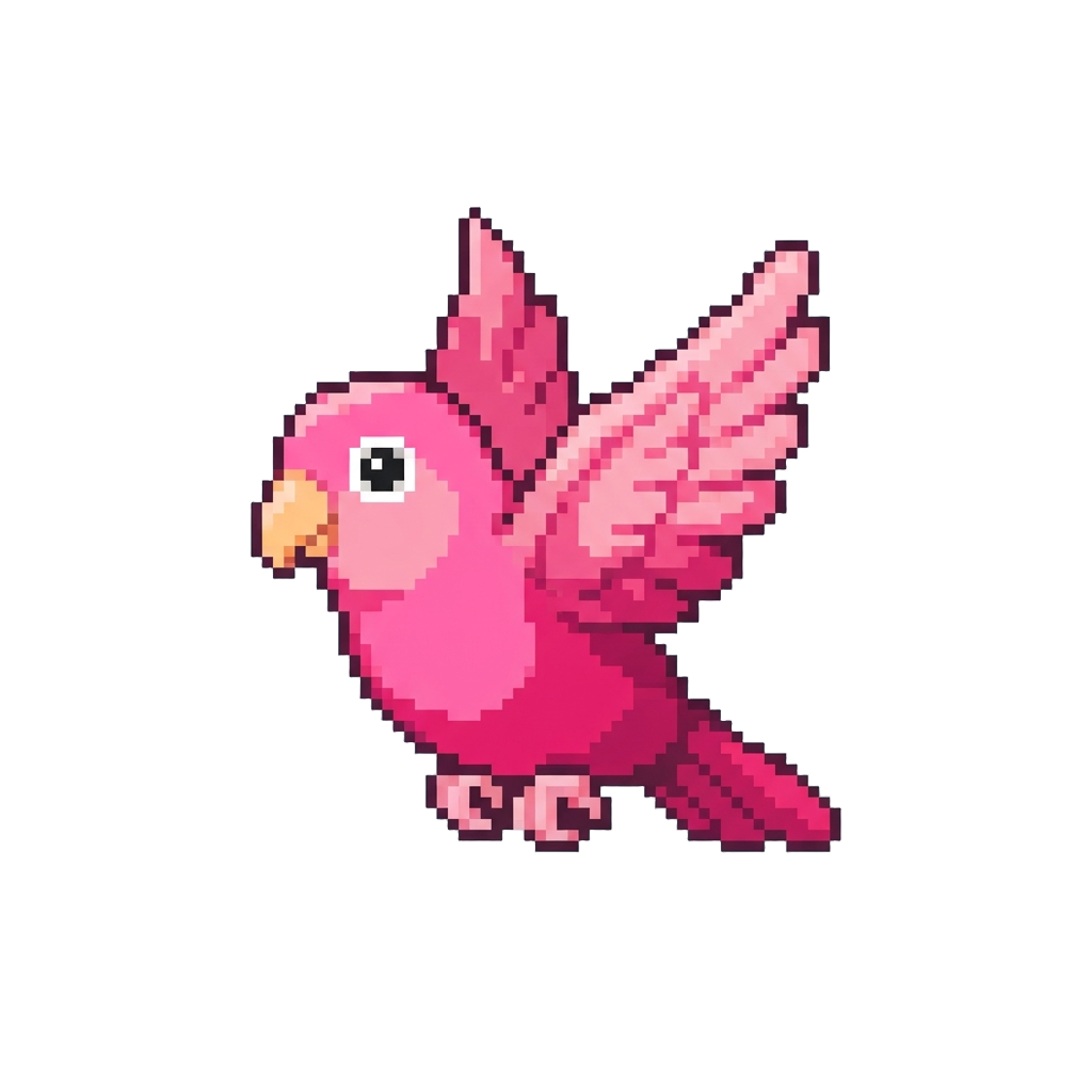 A Massive Bright Pink Love Bird Fluttering Its Wings Excitedly in Pursuit