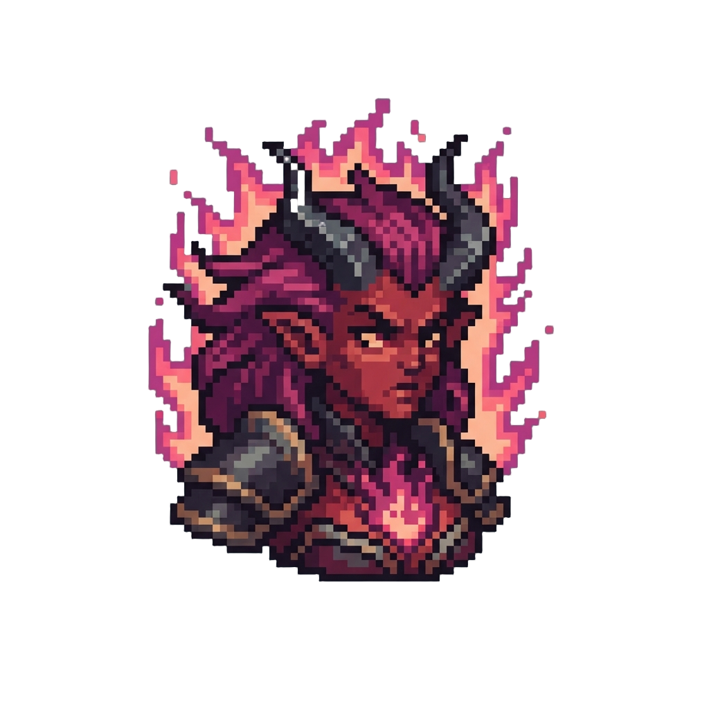 A Wild Fiery-hearted Demoness Radiating Magenta Flames