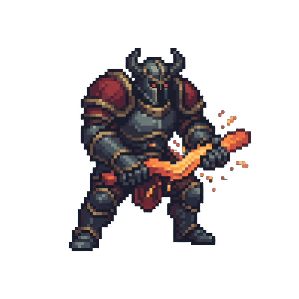 A Colossal Armored Berserker Crushing Metal with Bare Hands
