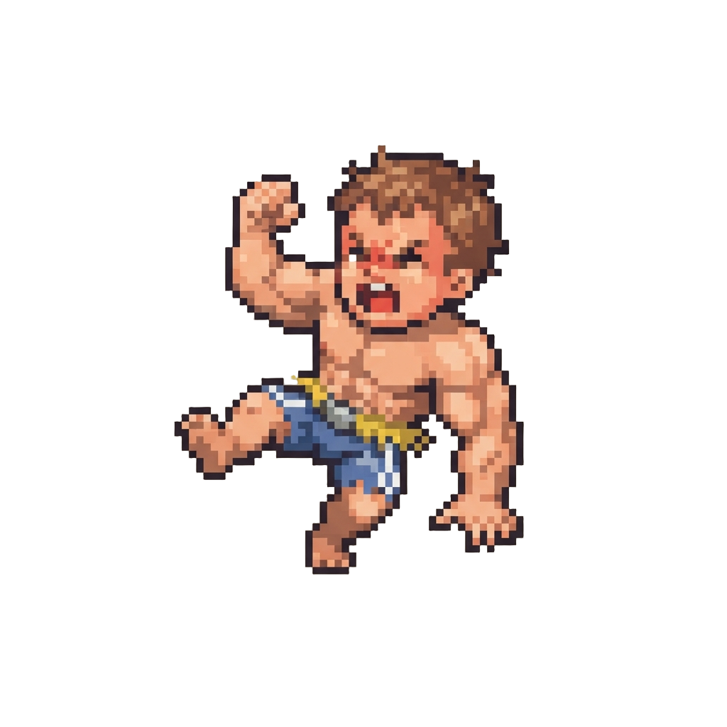 A Ferocious Infant Bodybuilder Throwing a Furious Baby Tantrum