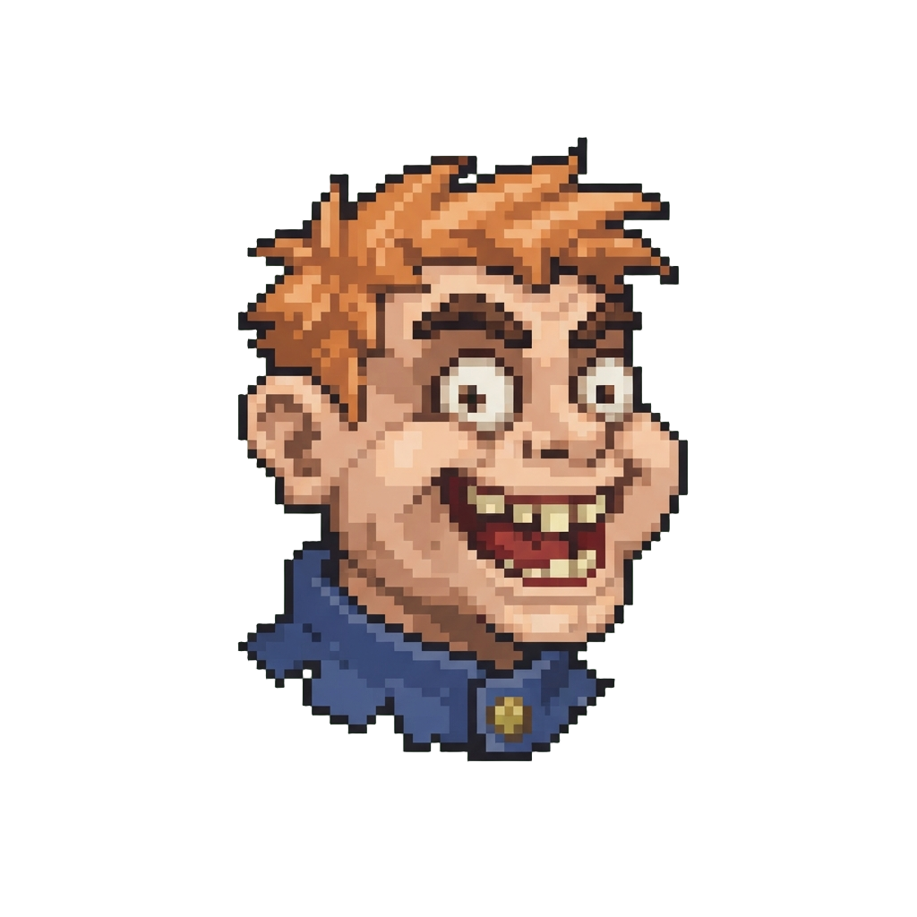 A Goofy Grinning Clone Head Making Comical Faces