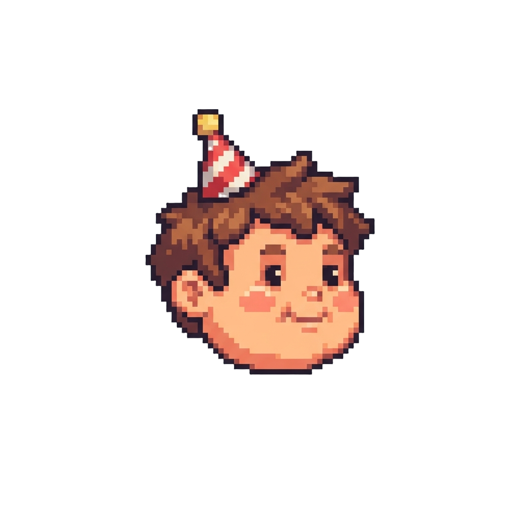 A Comical Duplicate Head Wearing a Tiny Party Hat