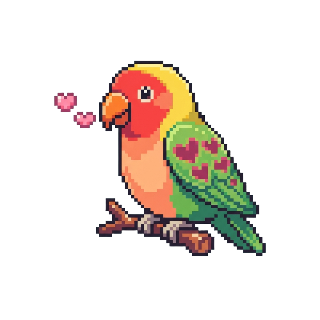 A Massive Tropical Love Bird with Heart-patterned Wings Blowing Kissing Bubbles