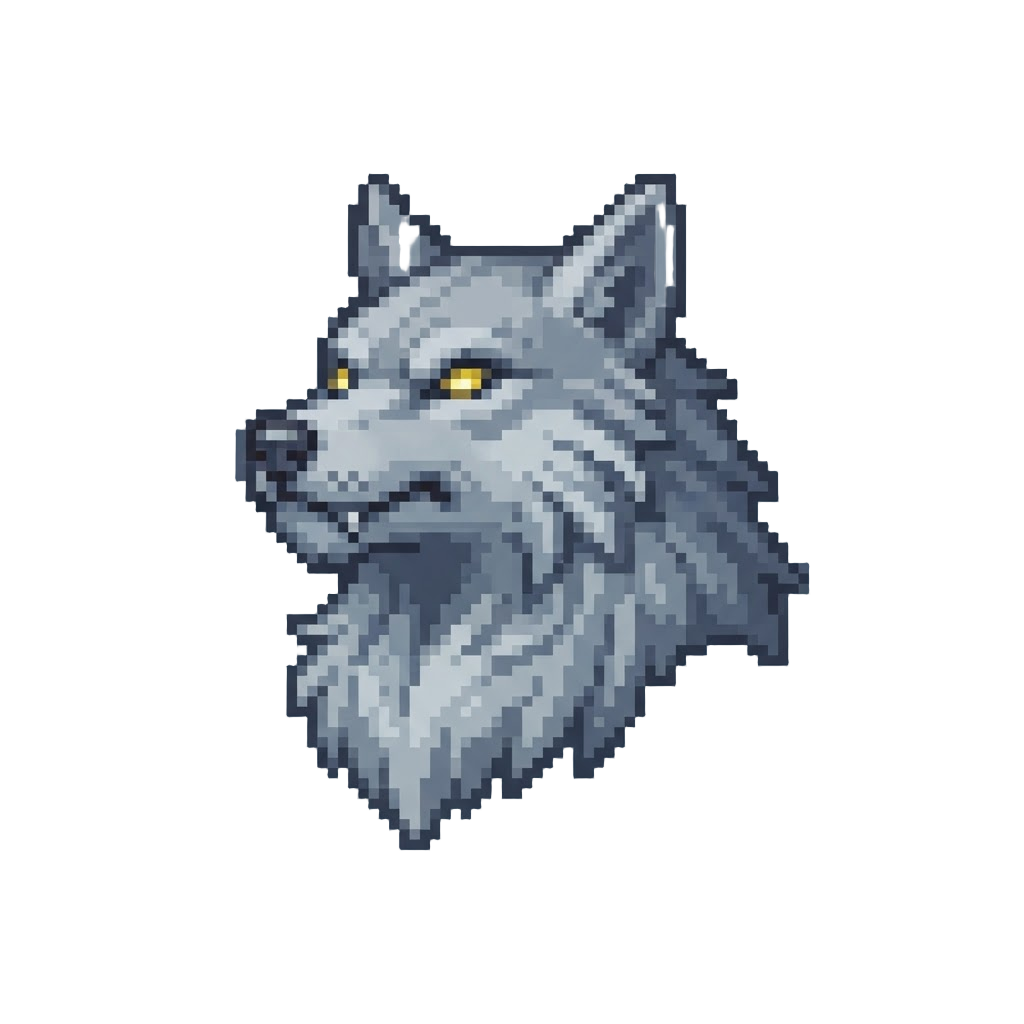 A Majestic Silver-furred Alpha Werewolf with Glowing Yellow Eyes