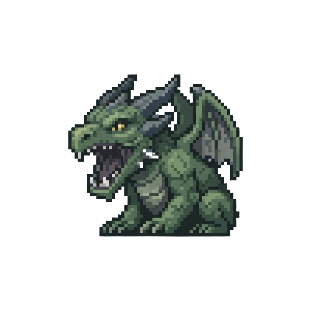 A Ferocious Green-scaled Gargoyle Snapping Its Jaws