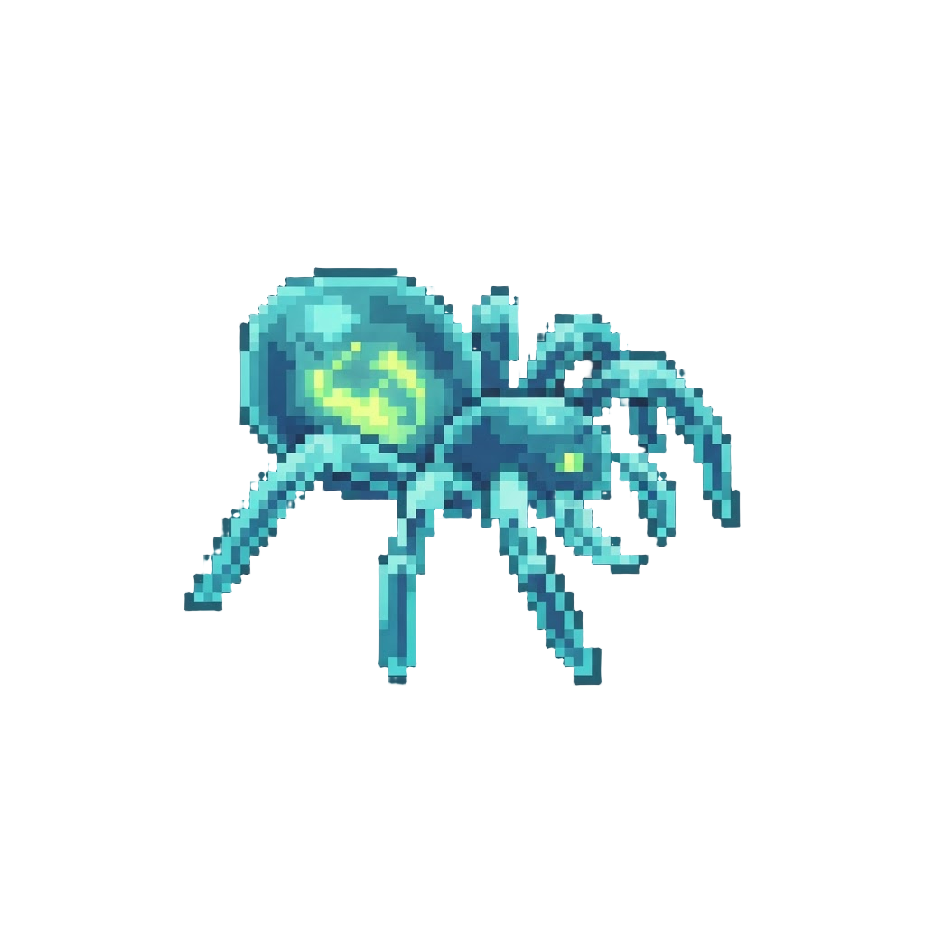A Giant Translucent Spectral Spider with Glowing Venom