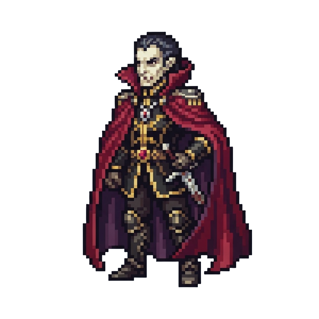 A Legendary Vampire Lord with a Flowing Velvet Cape