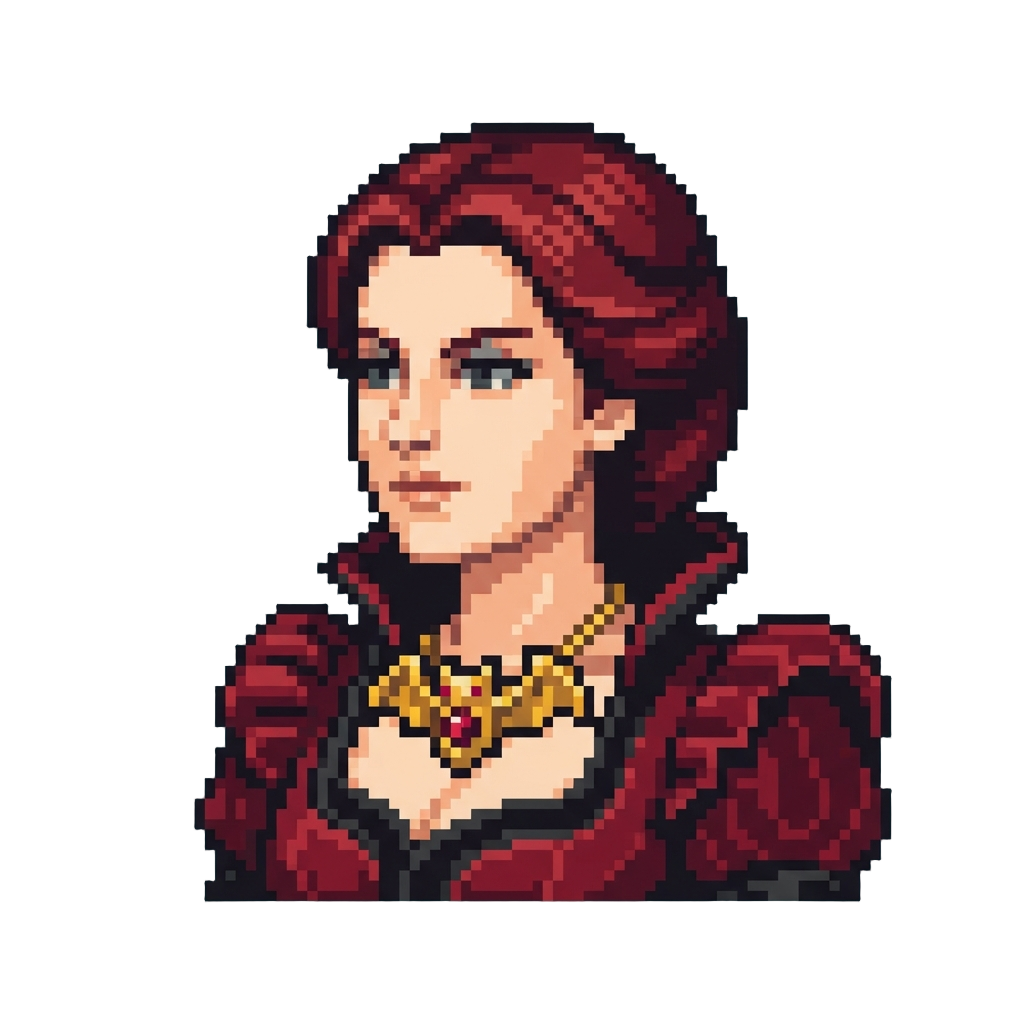 A Noble Vampire Countess with a Jeweled Bat Medallion