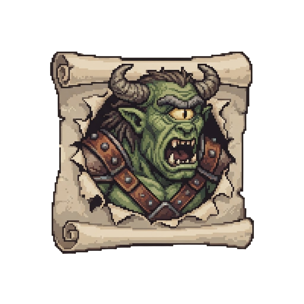 A Towering Cyclops Ogre Roaring Out of the Parchment
