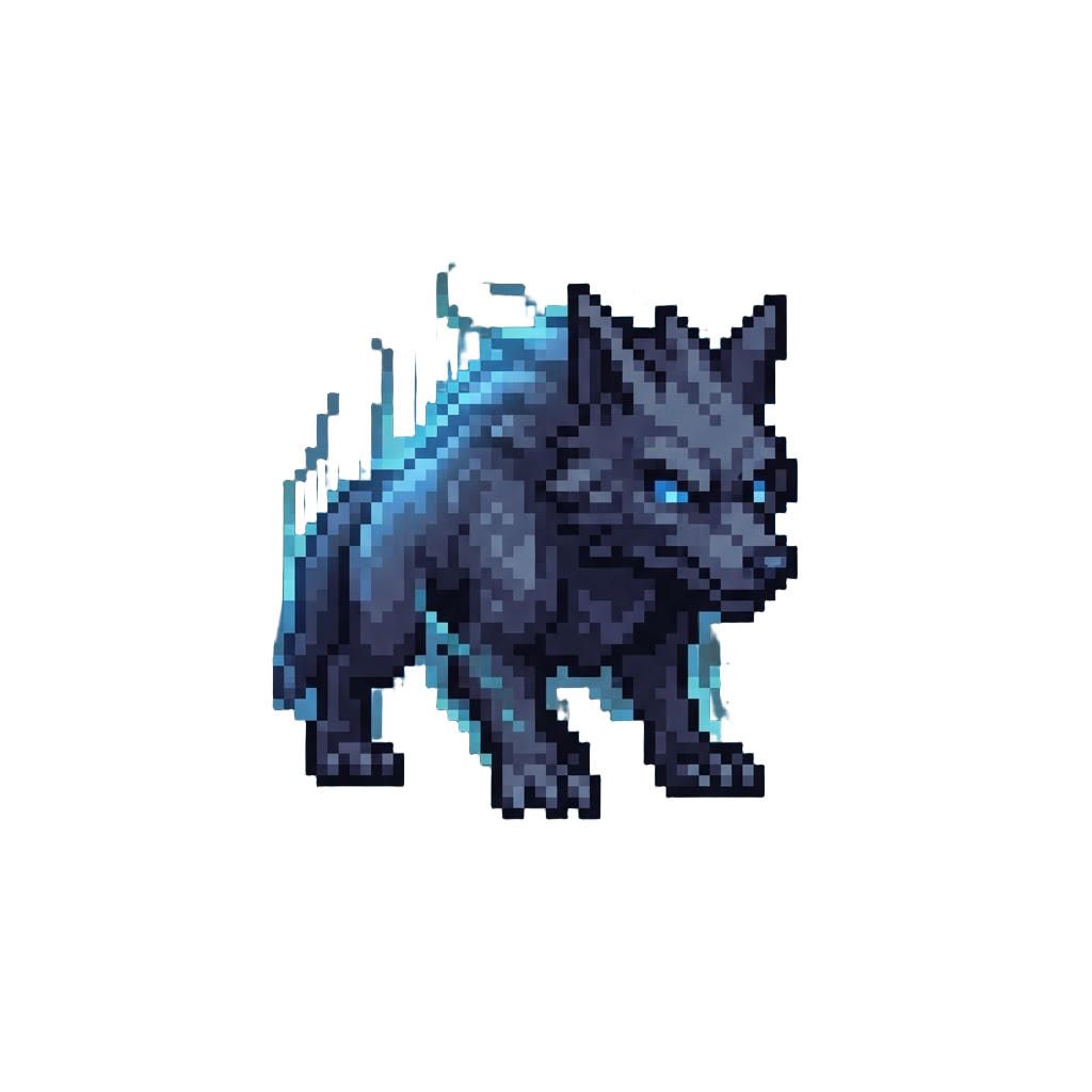 A Shadowy Spirit Werewolf Shimmering with Blue Ethereal Aura