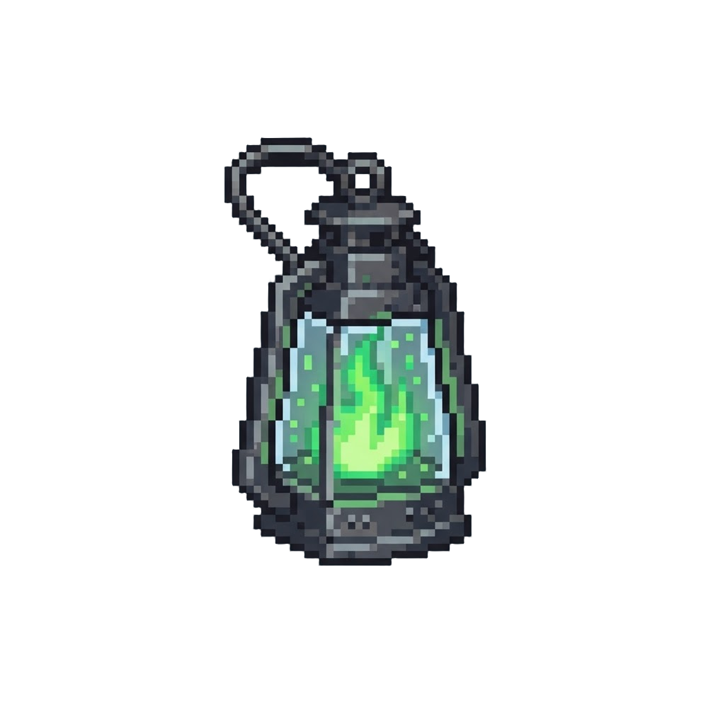 A Floating Spectral Lantern Burning with Eerie Green Fire