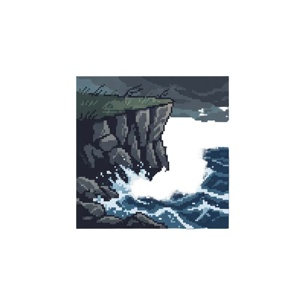 A Stormy Cliffside Over Crashing Waves