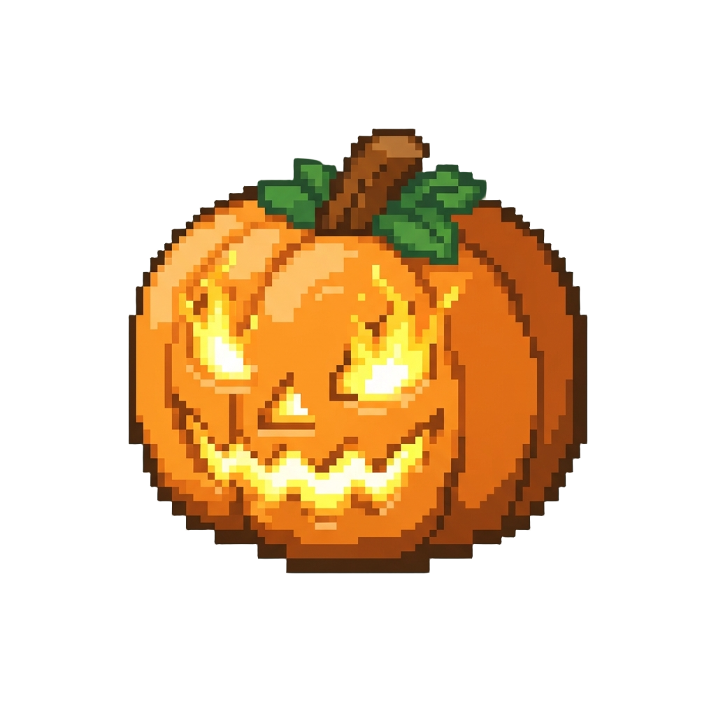 A Neon-glowing Jack-o'-lantern with Flaming Eyes