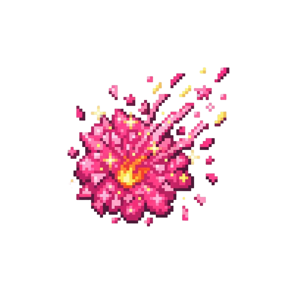 Sizzling Pink Confetti Puff Burst