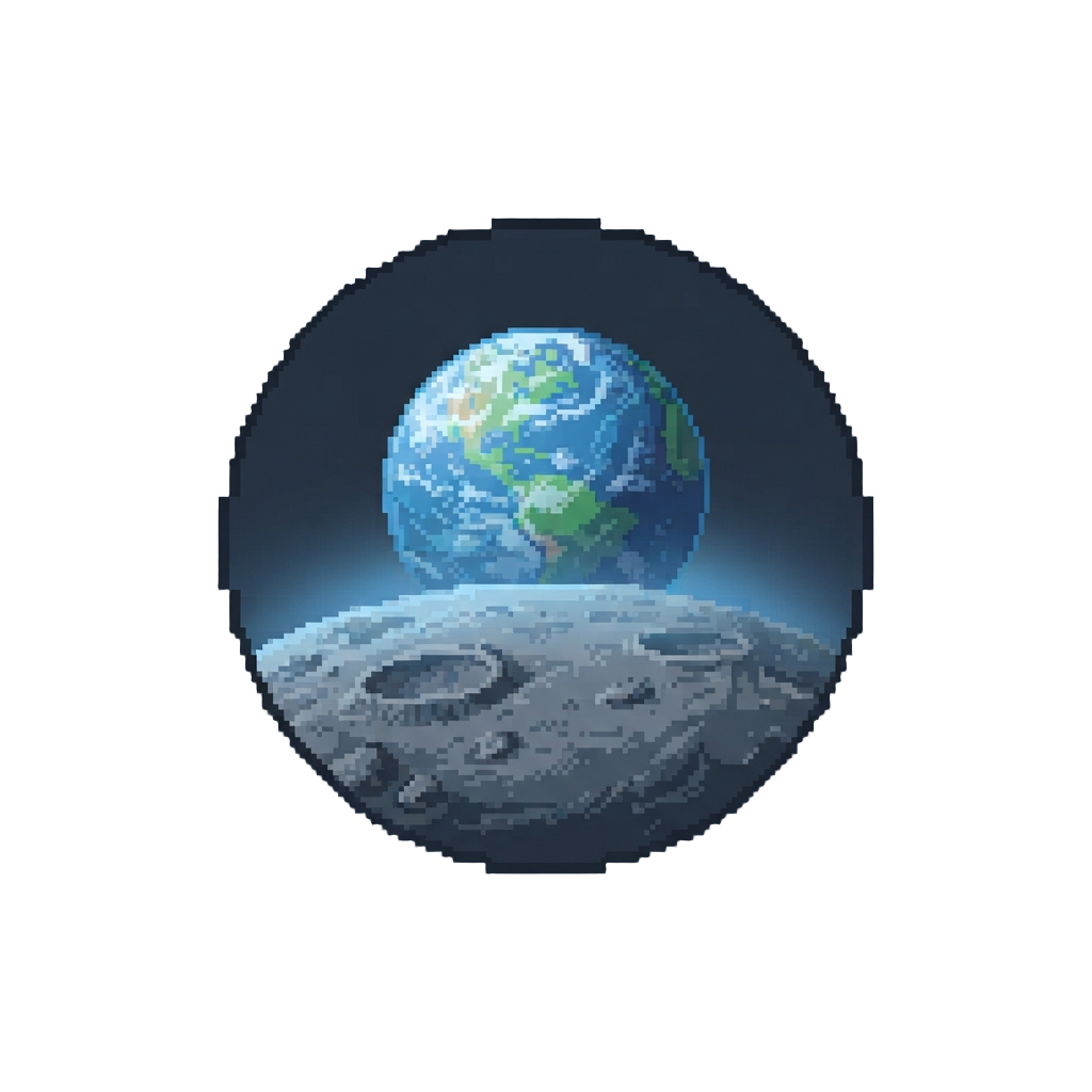 A Serene Earthrise Casting a Gentle Blue Twilight Across the Moon Dust