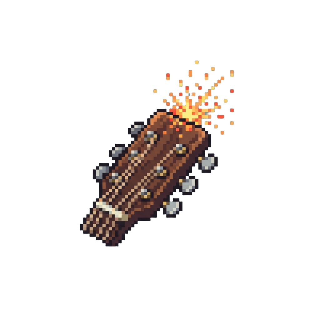 A Shower of Harmless Tiny Sparks Bursting Right Off the Guitar Headstock