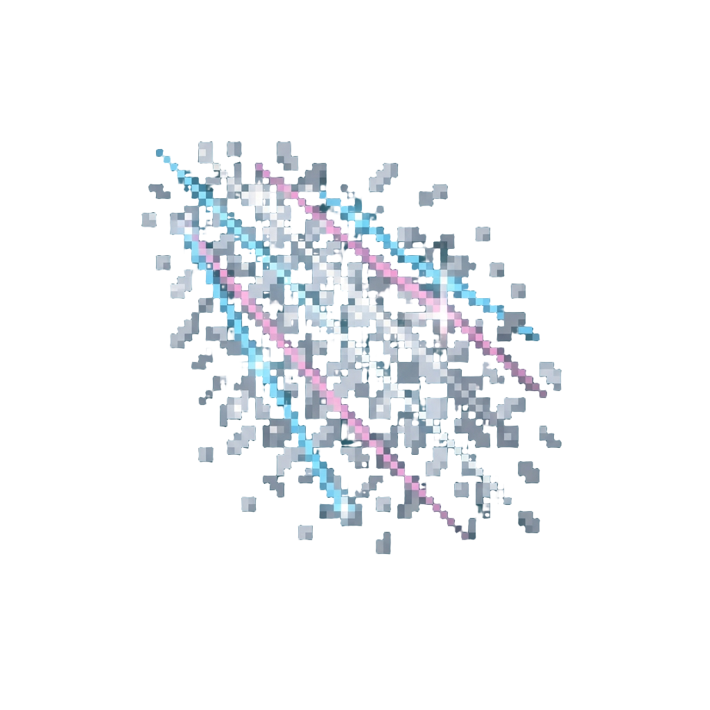 A Dense Glittering Shower of Silver Confetti and Laser Beams
