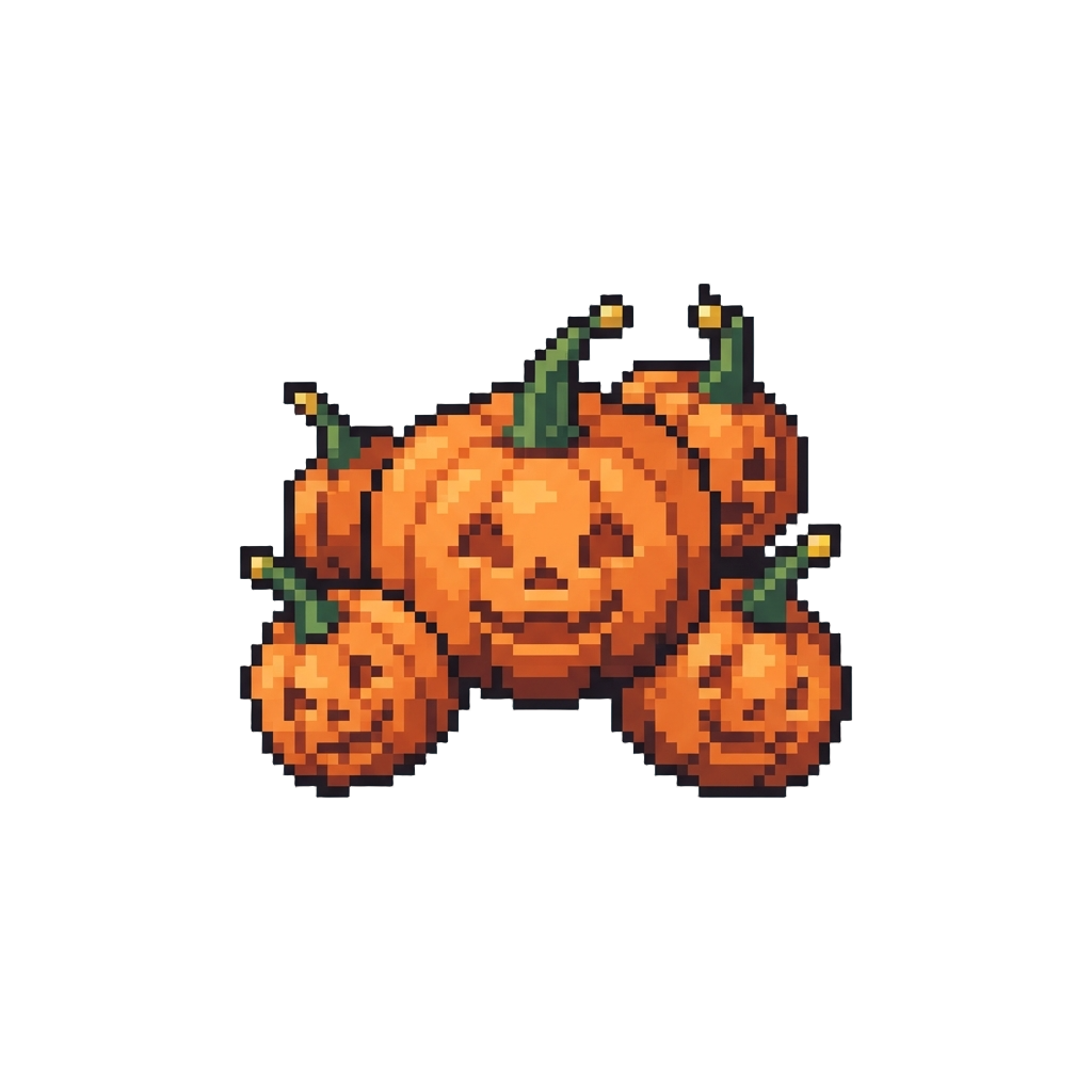 A Cluster of Bobbing Foam Pumpkins