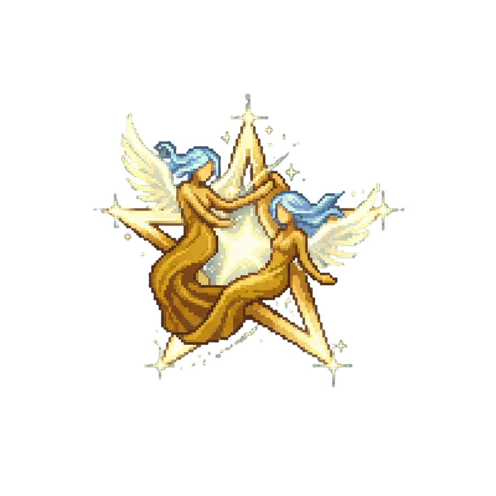 Fluid Winged Goddesses Forming a Glowing Star