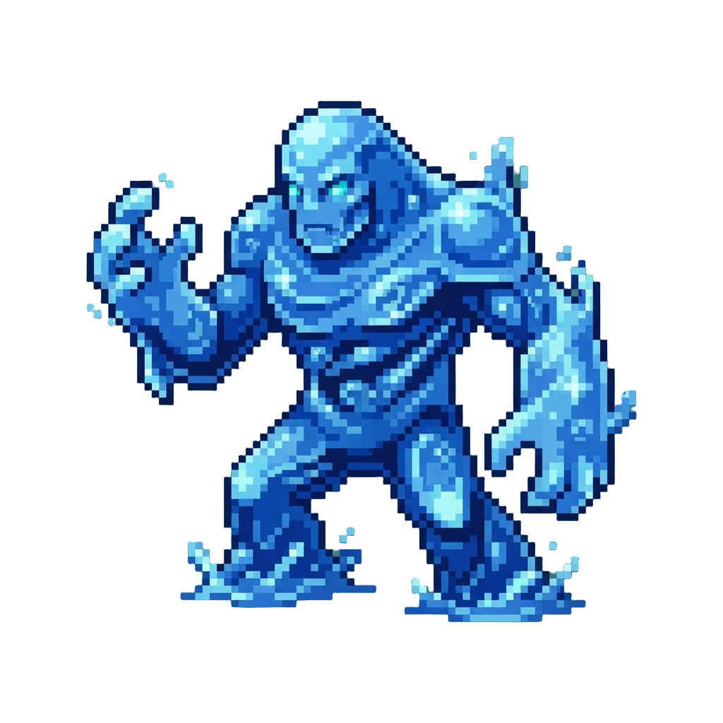 A Liquid Water-elemental Golem Towering High