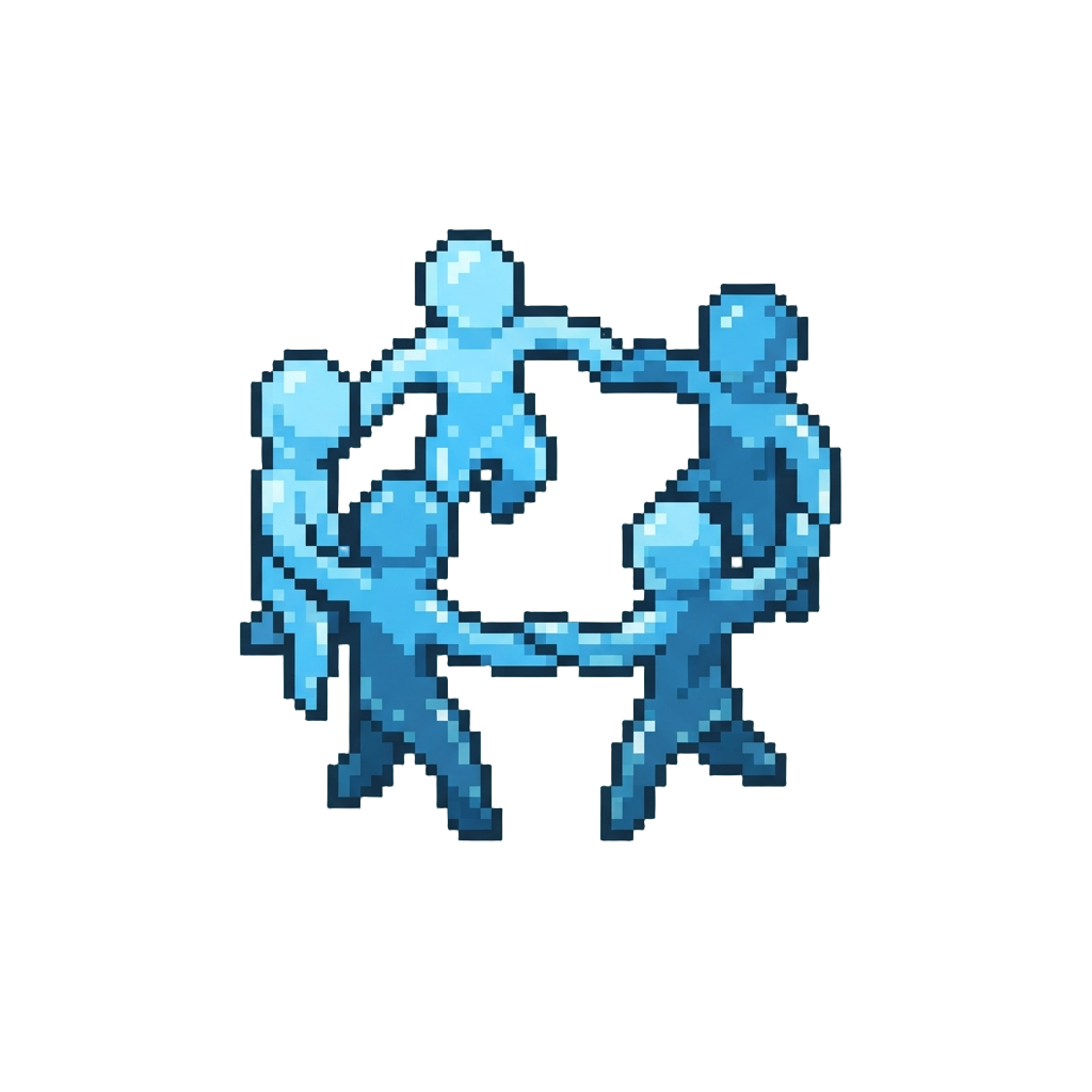 Gentle Liquid Humanoids Holding Hands in a Dance Ring