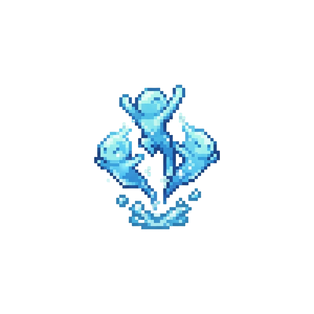 Luminous Water Spirits Executing a High Leap