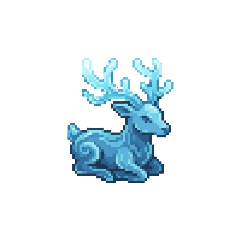 A Glowing Fluid Stag with Branching Liquid Antlers