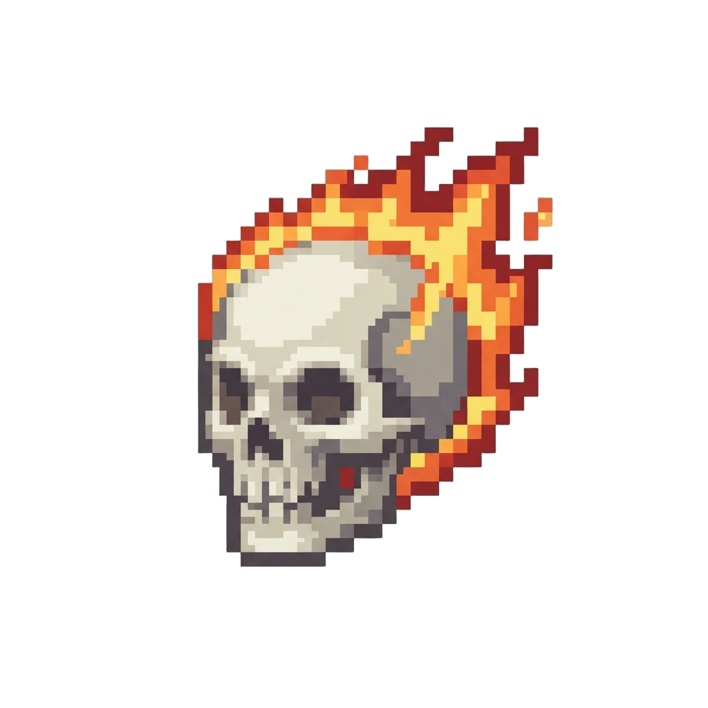 A Flaming Spectral Skull