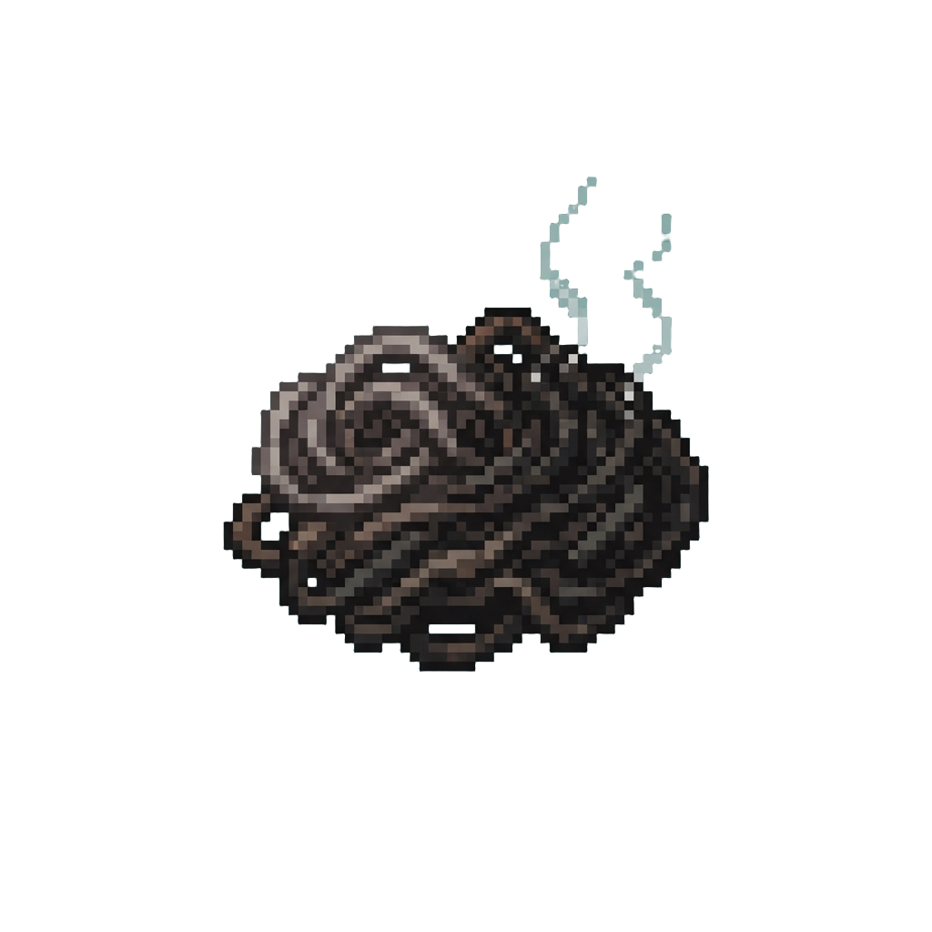 A Charred Smoking Noodle Clump