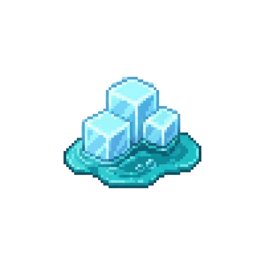 Glowing Ice Blocks and Cold Water