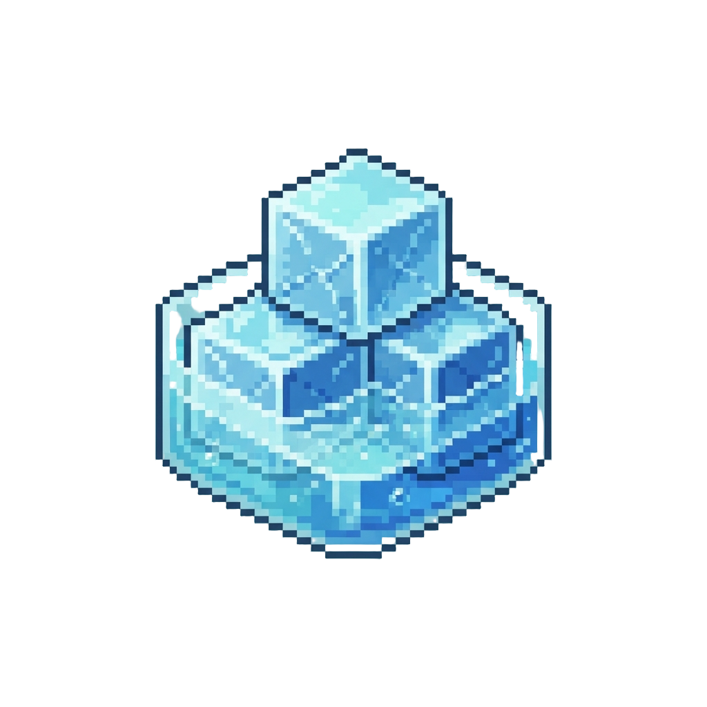 Giant Square Ice Cubes and Cold Water