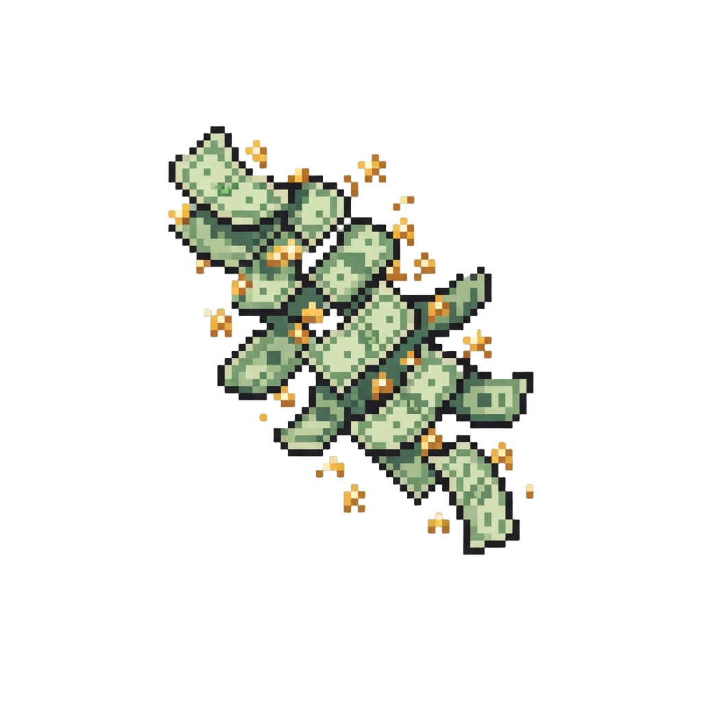 A Cascade of Toy Dollar Bills and Golden Star Confetti