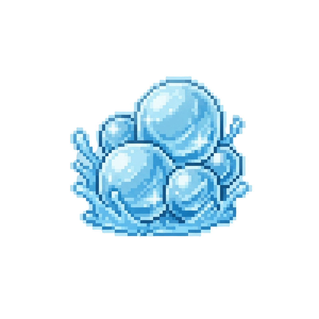 Clear Ice Spheres and Splashing Water