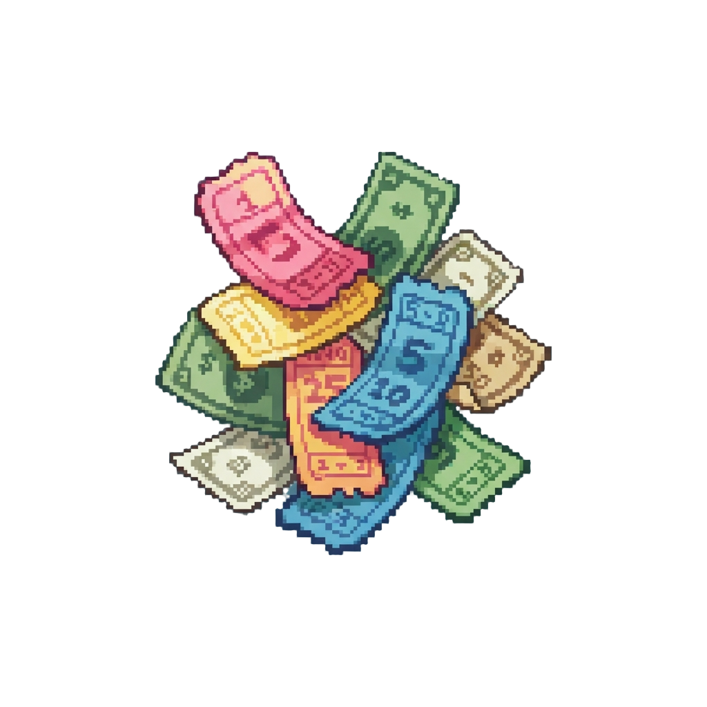 A Shower of Colorful Arcade Prize Tickets and Cash