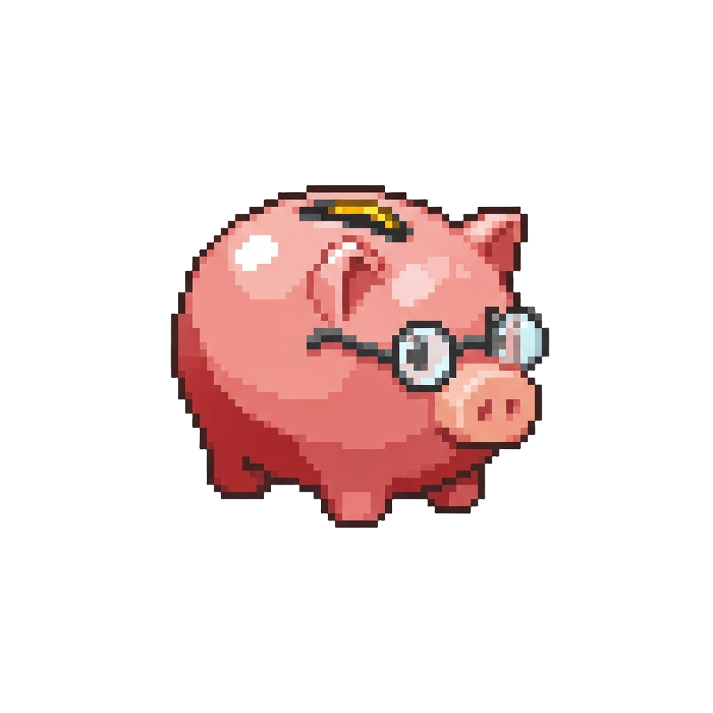 A Miniature Piggy Bank Wearing Round Glasses