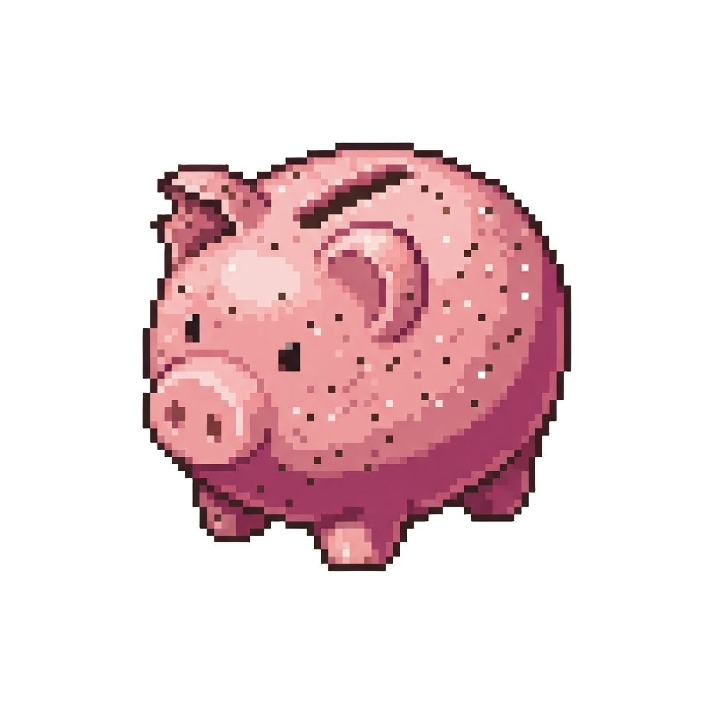 A Speckled Ceramic Piggy Bank with a Missing Ear
