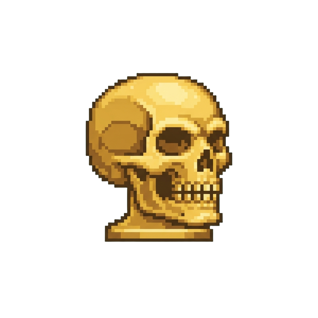 A Polished Golden Skull Statue