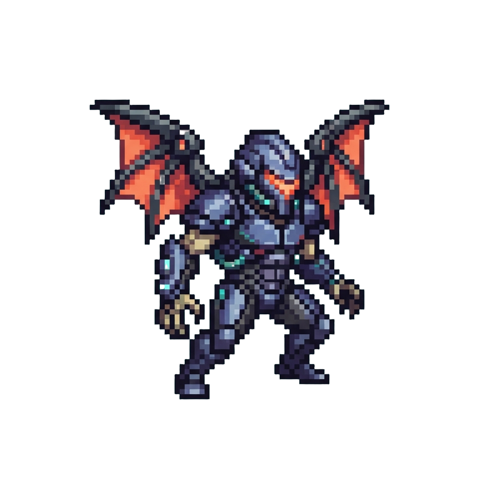 A Swift Winged Alien Warrior in Power Armor
