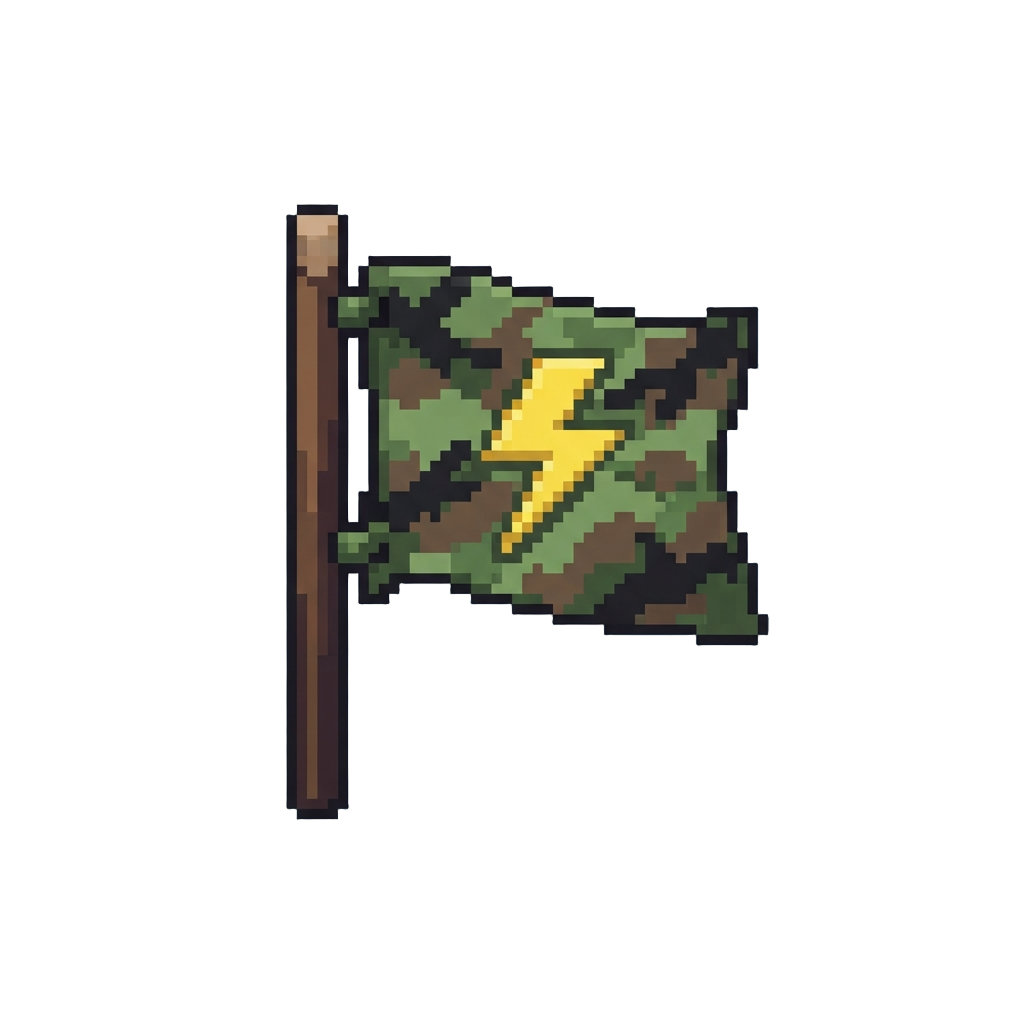 A Camo Lightning Bolt Flag