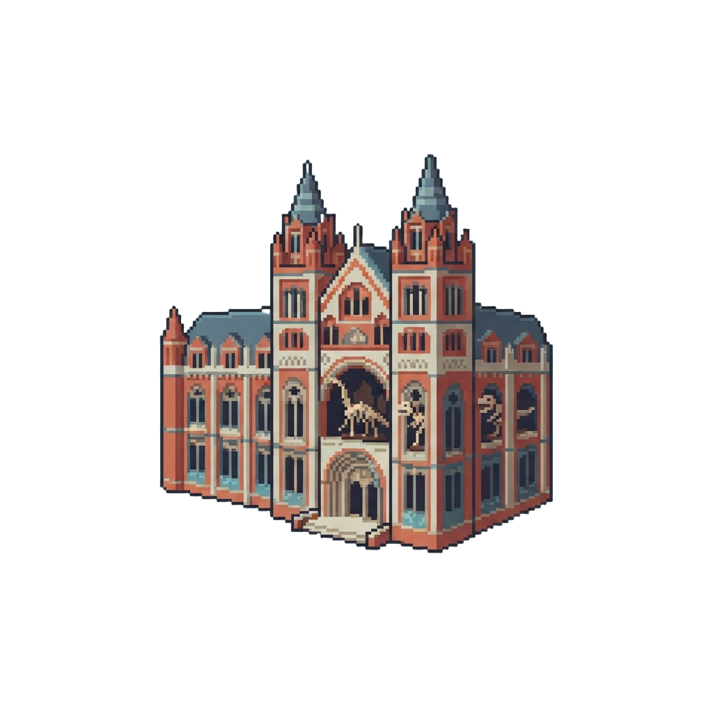 The Natural History Museum, London, Filled with Towering Dinosaur Skeletons and Marble Arches