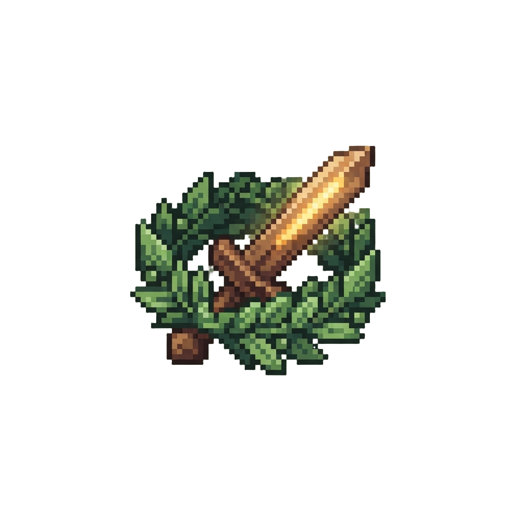 A Leaf-woven Crown and a Glowing Wooden Sword