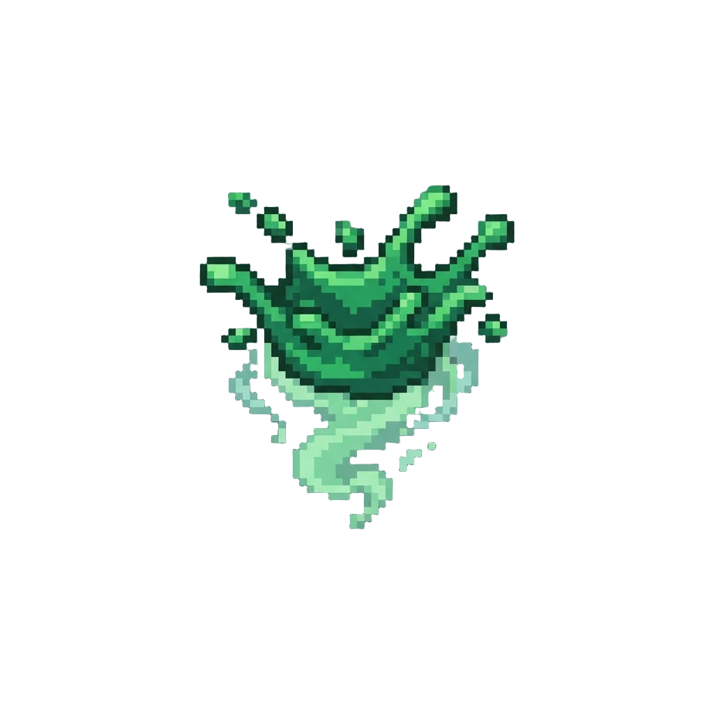 A Vibrant Green Splash with Floating Smoke