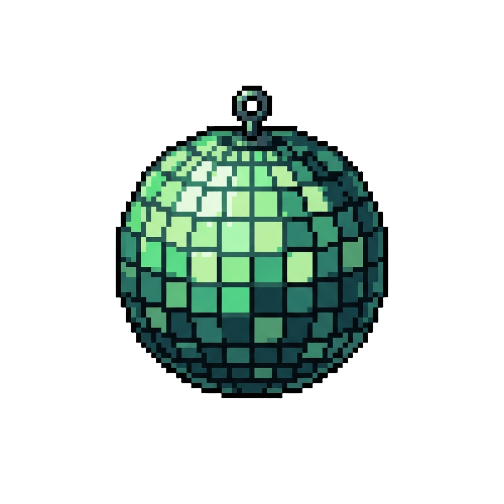 A Glowing Green Neon Disco Ball
