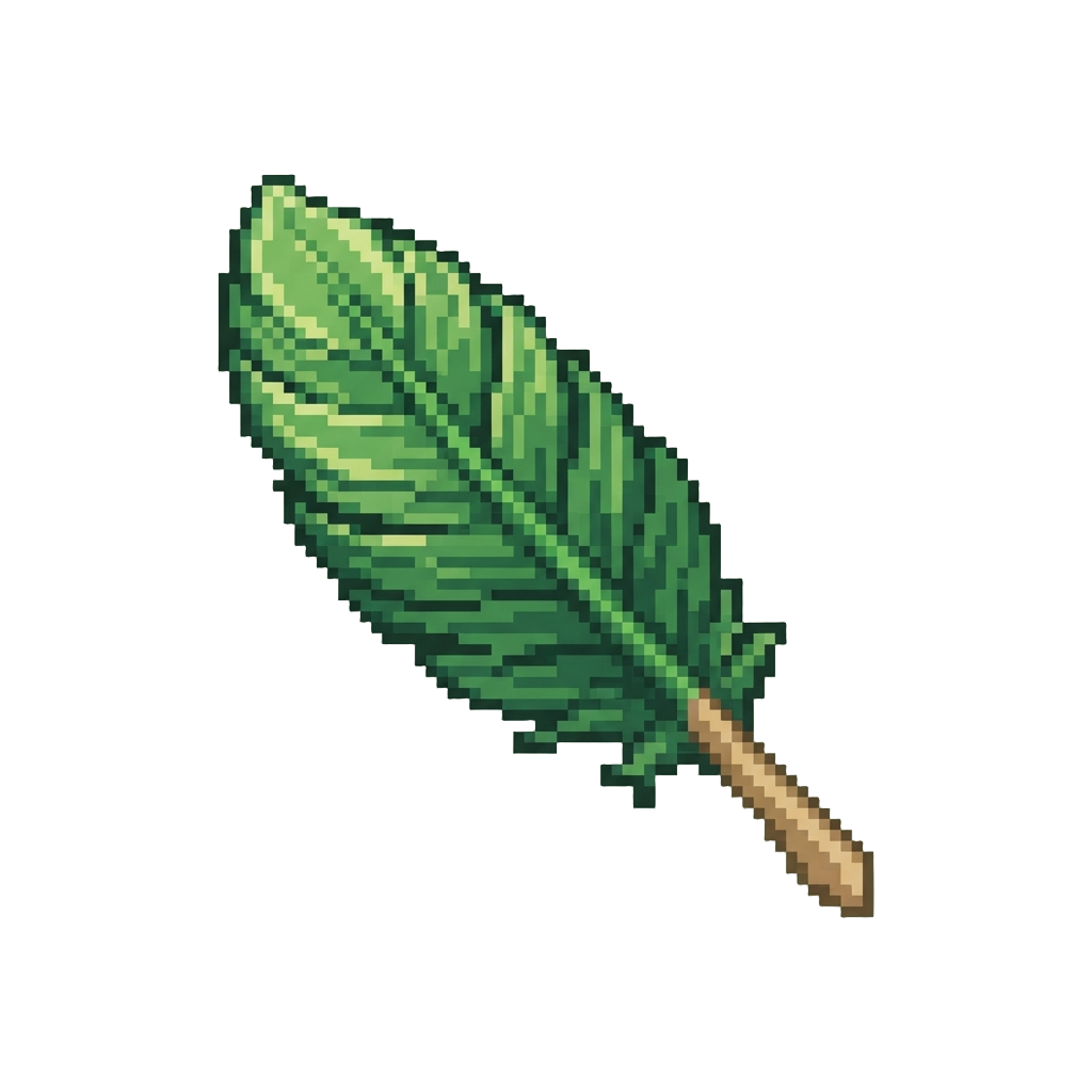A Single Green Leaf Feather