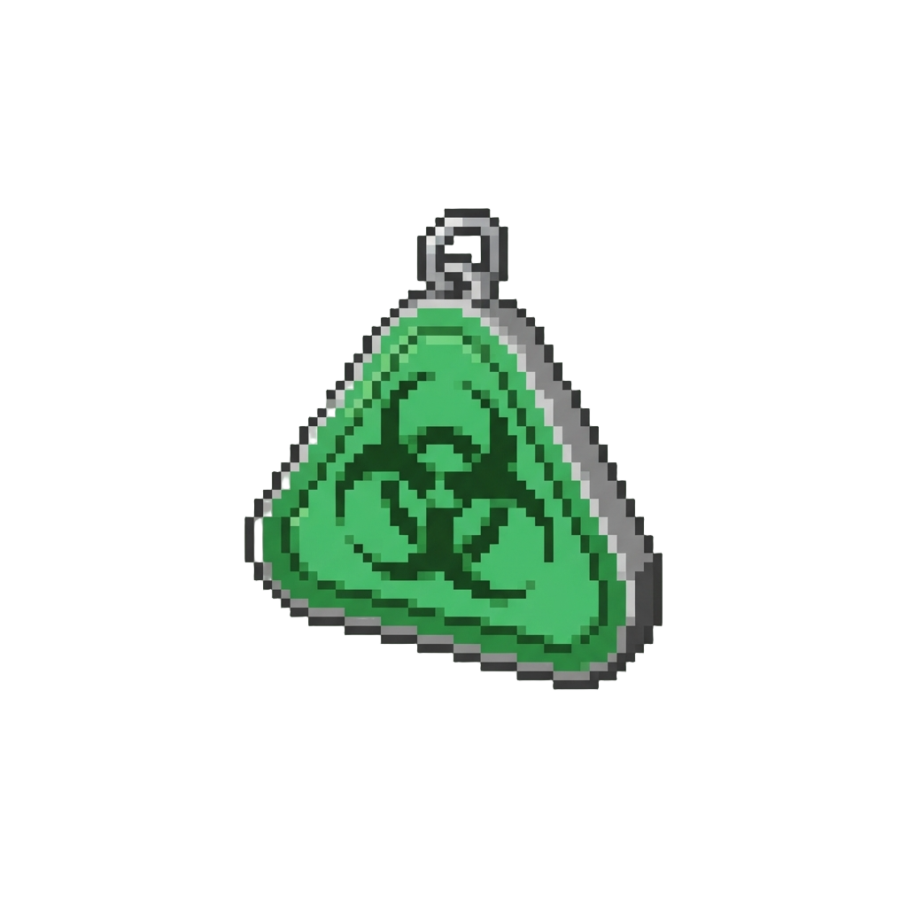A Miniature Green Biohazard Sign Charm