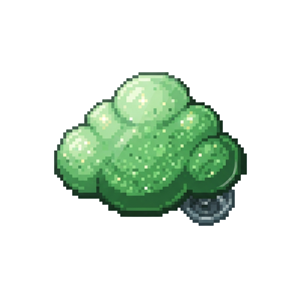 A Spinning Green Glitter Cloud Pin